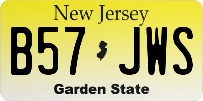 NJ license plate B57JWS