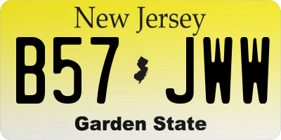 NJ license plate B57JWW