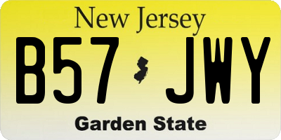 NJ license plate B57JWY