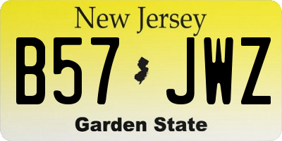 NJ license plate B57JWZ