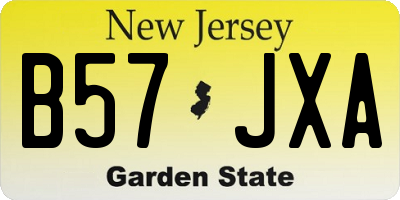 NJ license plate B57JXA