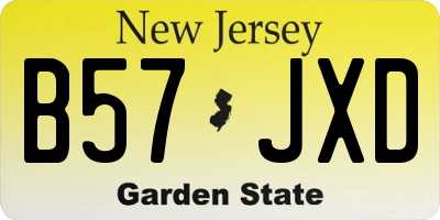 NJ license plate B57JXD