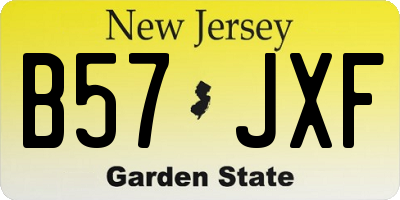 NJ license plate B57JXF