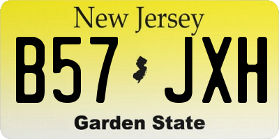 NJ license plate B57JXH