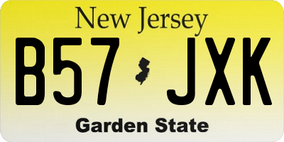 NJ license plate B57JXK