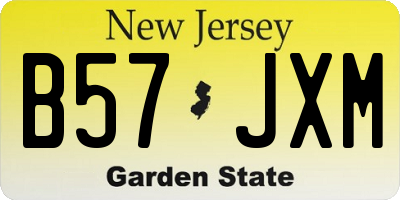 NJ license plate B57JXM
