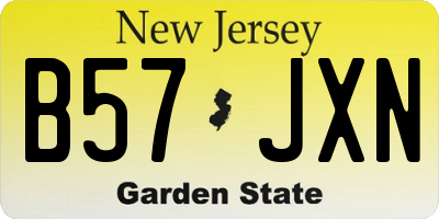 NJ license plate B57JXN