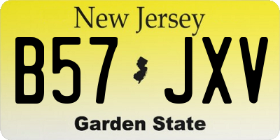 NJ license plate B57JXV