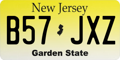 NJ license plate B57JXZ