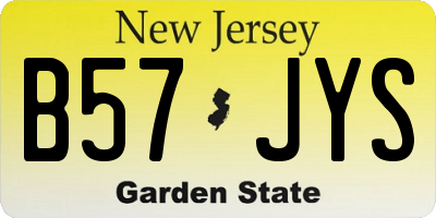 NJ license plate B57JYS