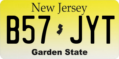 NJ license plate B57JYT
