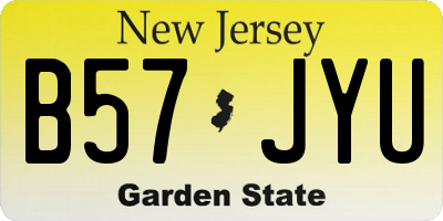 NJ license plate B57JYU