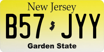 NJ license plate B57JYY