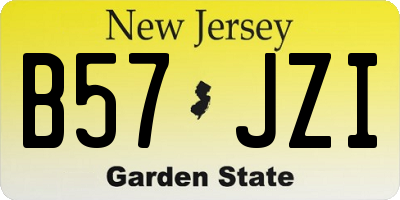 NJ license plate B57JZI