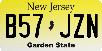 NJ license plate B57JZN