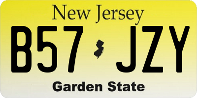 NJ license plate B57JZY