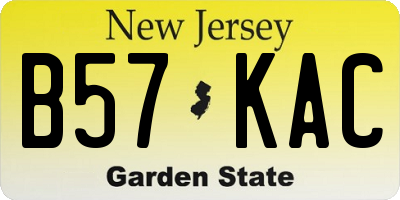 NJ license plate B57KAC
