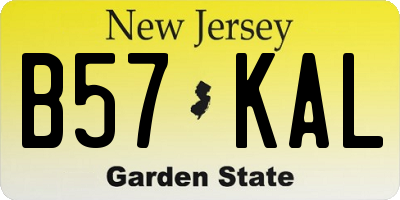 NJ license plate B57KAL