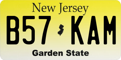 NJ license plate B57KAM
