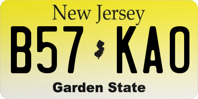 NJ license plate B57KAO
