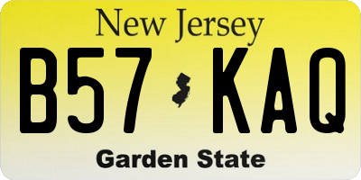 NJ license plate B57KAQ