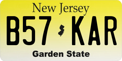 NJ license plate B57KAR