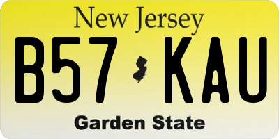 NJ license plate B57KAU