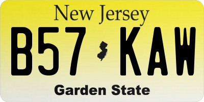 NJ license plate B57KAW