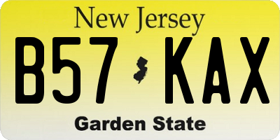 NJ license plate B57KAX