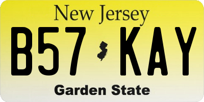 NJ license plate B57KAY