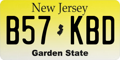 NJ license plate B57KBD