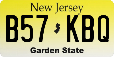 NJ license plate B57KBQ