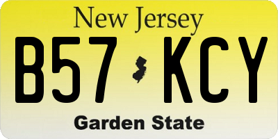 NJ license plate B57KCY