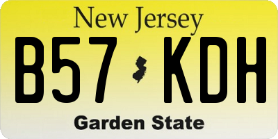 NJ license plate B57KDH