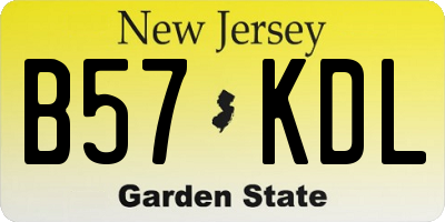 NJ license plate B57KDL