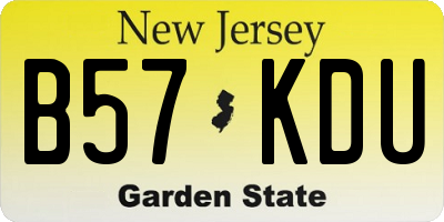NJ license plate B57KDU