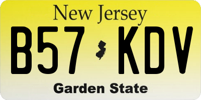 NJ license plate B57KDV