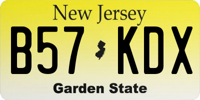 NJ license plate B57KDX