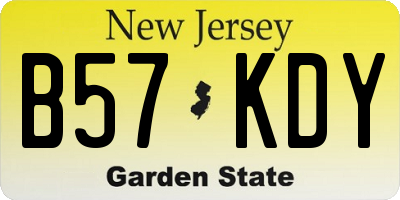 NJ license plate B57KDY