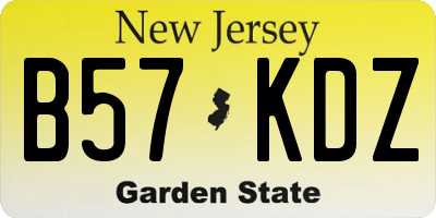 NJ license plate B57KDZ