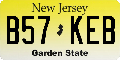 NJ license plate B57KEB