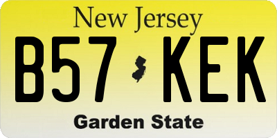 NJ license plate B57KEK