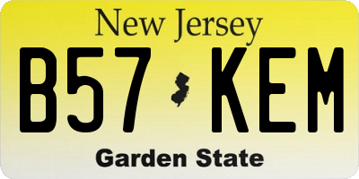 NJ license plate B57KEM