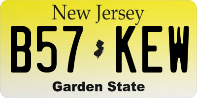 NJ license plate B57KEW