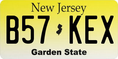 NJ license plate B57KEX