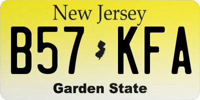 NJ license plate B57KFA