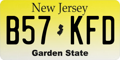 NJ license plate B57KFD