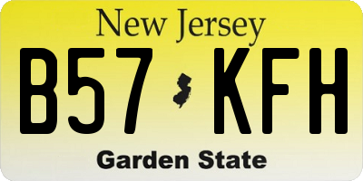 NJ license plate B57KFH