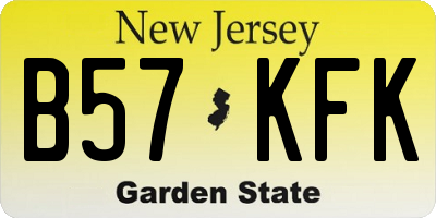NJ license plate B57KFK