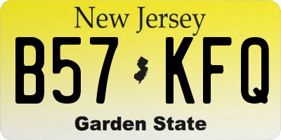 NJ license plate B57KFQ